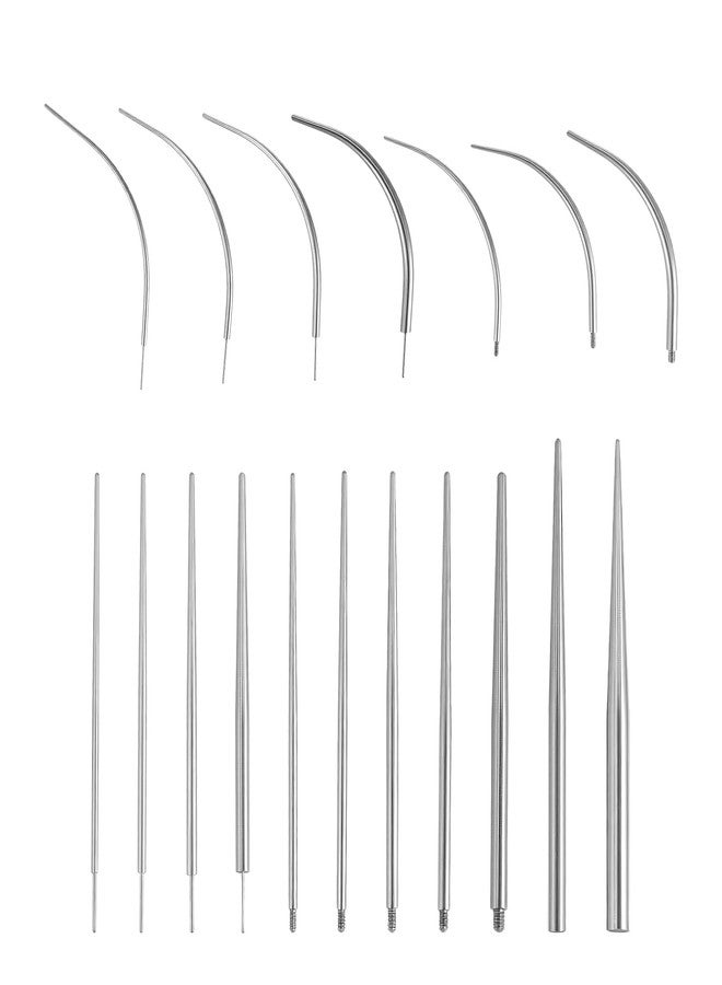 Josojoou 18PCS Stainless Steel Piercings Taper, 14G/16G/18G/20G Ear Piercing Needle, Piercing Taper Insertion Tool for Nose Studs, Lip Rings, Earrings (Curved, Straight Needle Silver) - Image 1